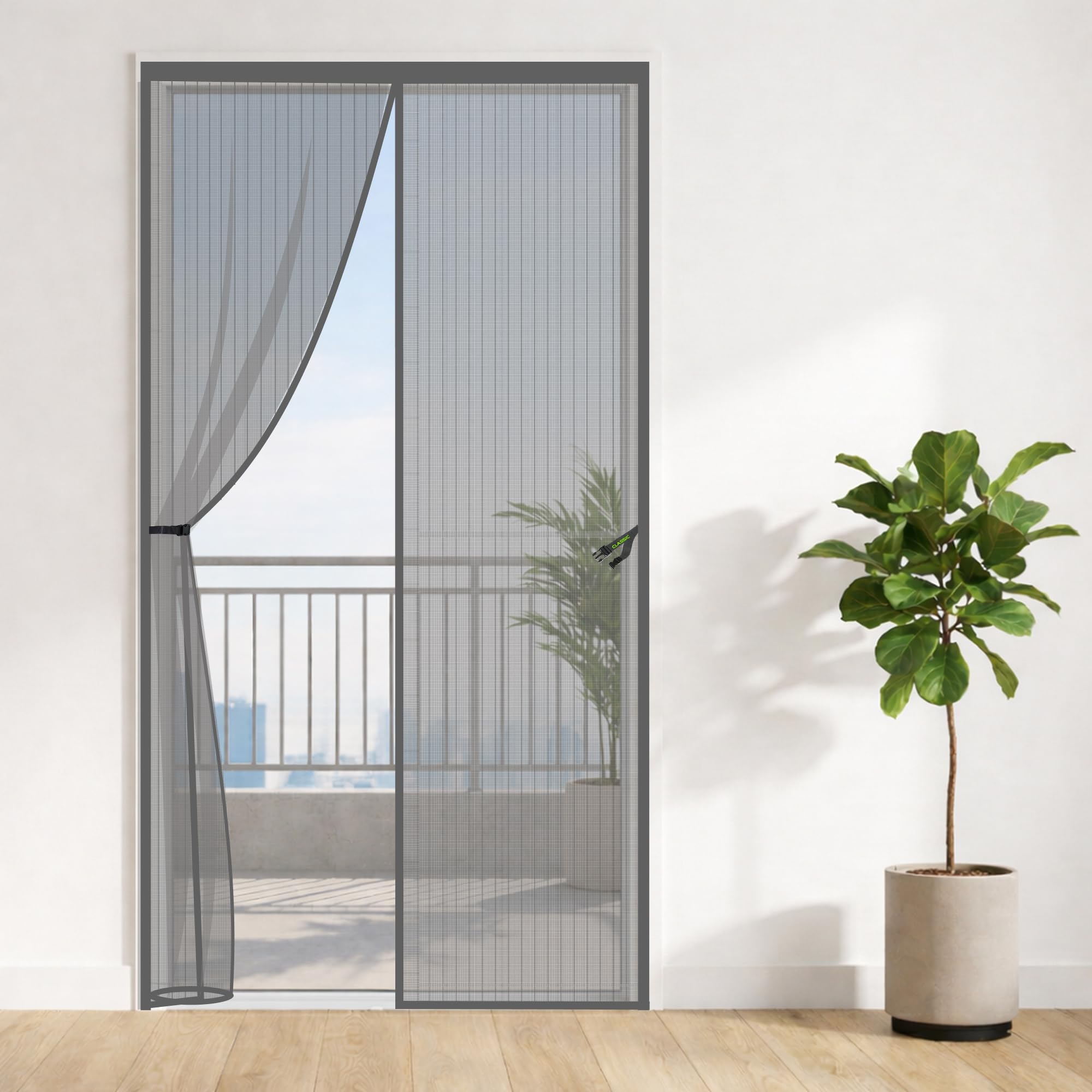 Classic Mosquito Net for Doors with Magnets | Tear-Resistant Polyester Mesh | Auto-Close Magnetic Screen Door, Balcony & Kitchen | DIY Installation | Protection Insects (185 x 95 cm,Grey)-image-20