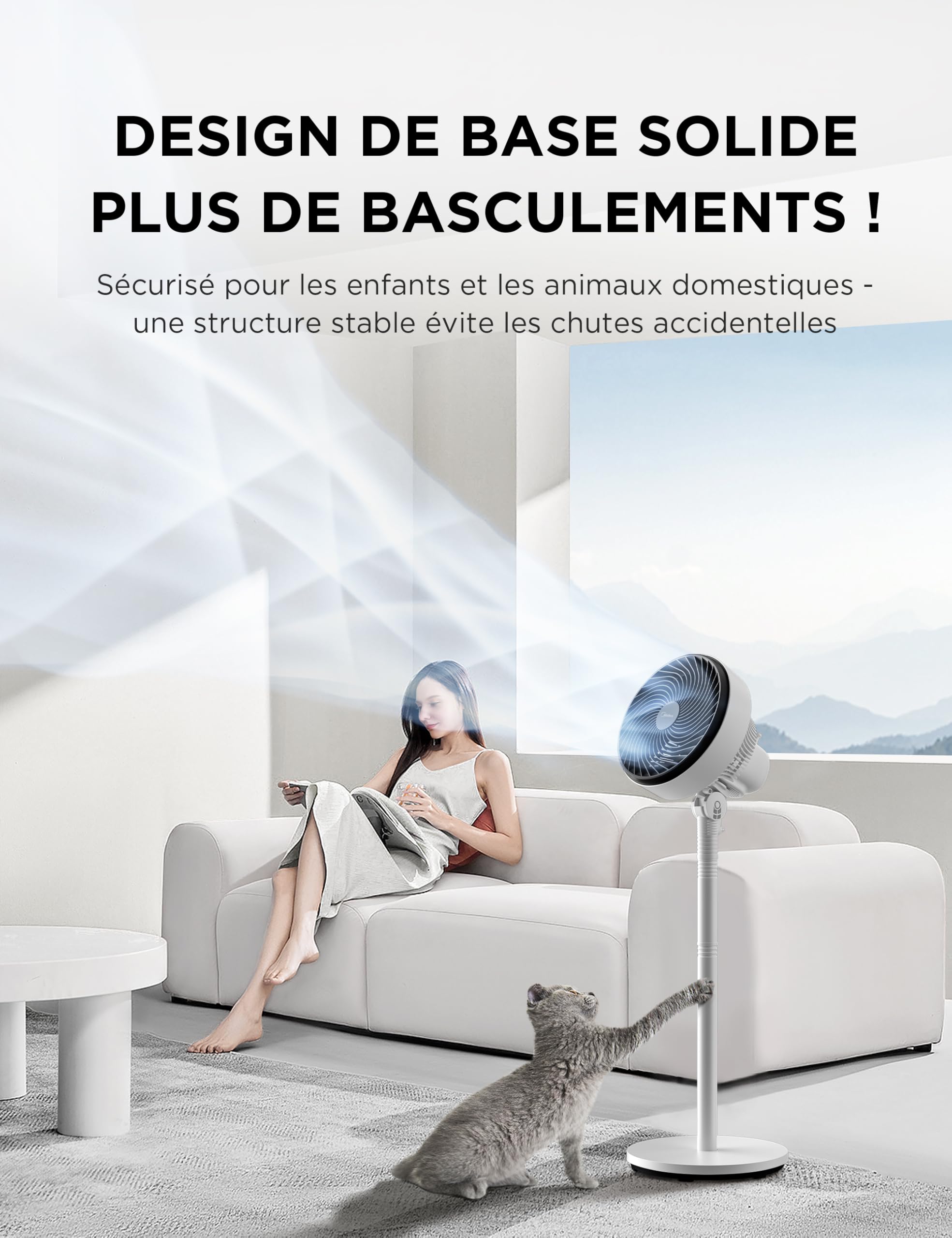 Ventilateur sur pied TX-1608B-2 oscillation à 90° hauteur réglable 3