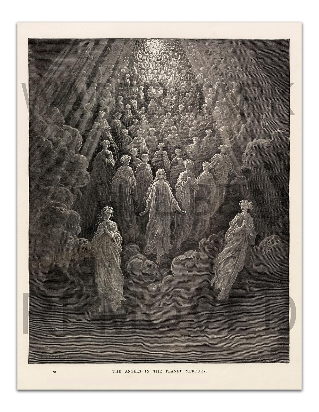 Gustave Dore ANGELS IN THE PLANET MERCURY 1891 Vintage Illustration Poster -Unframed- Premium Art Print (17x13")