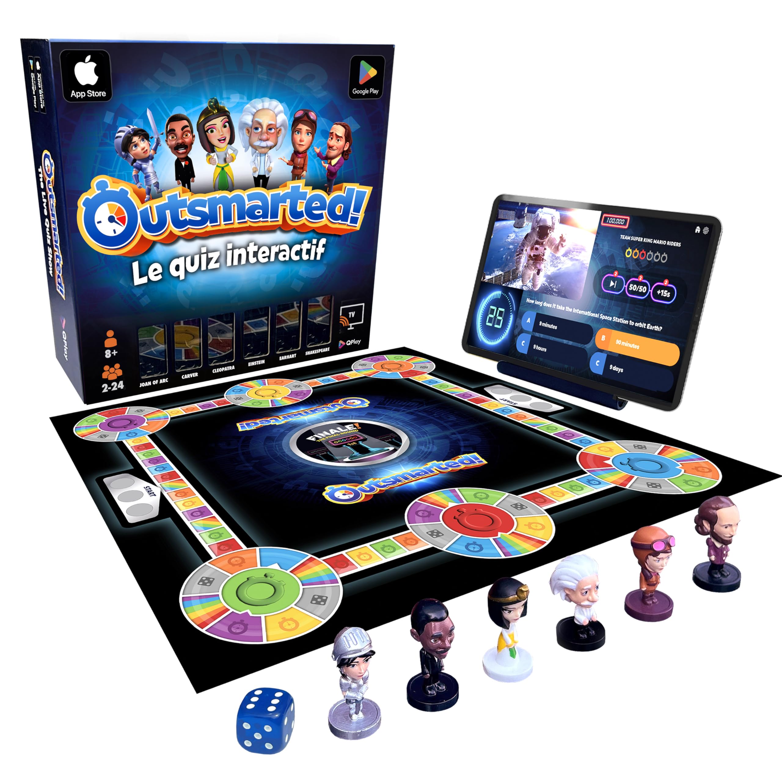 Jeu De Société Outsmarted - Quiz Interactif Comme à La TV - 7000+ Questions - 2 à 24 Joueurs - Version Française 2024