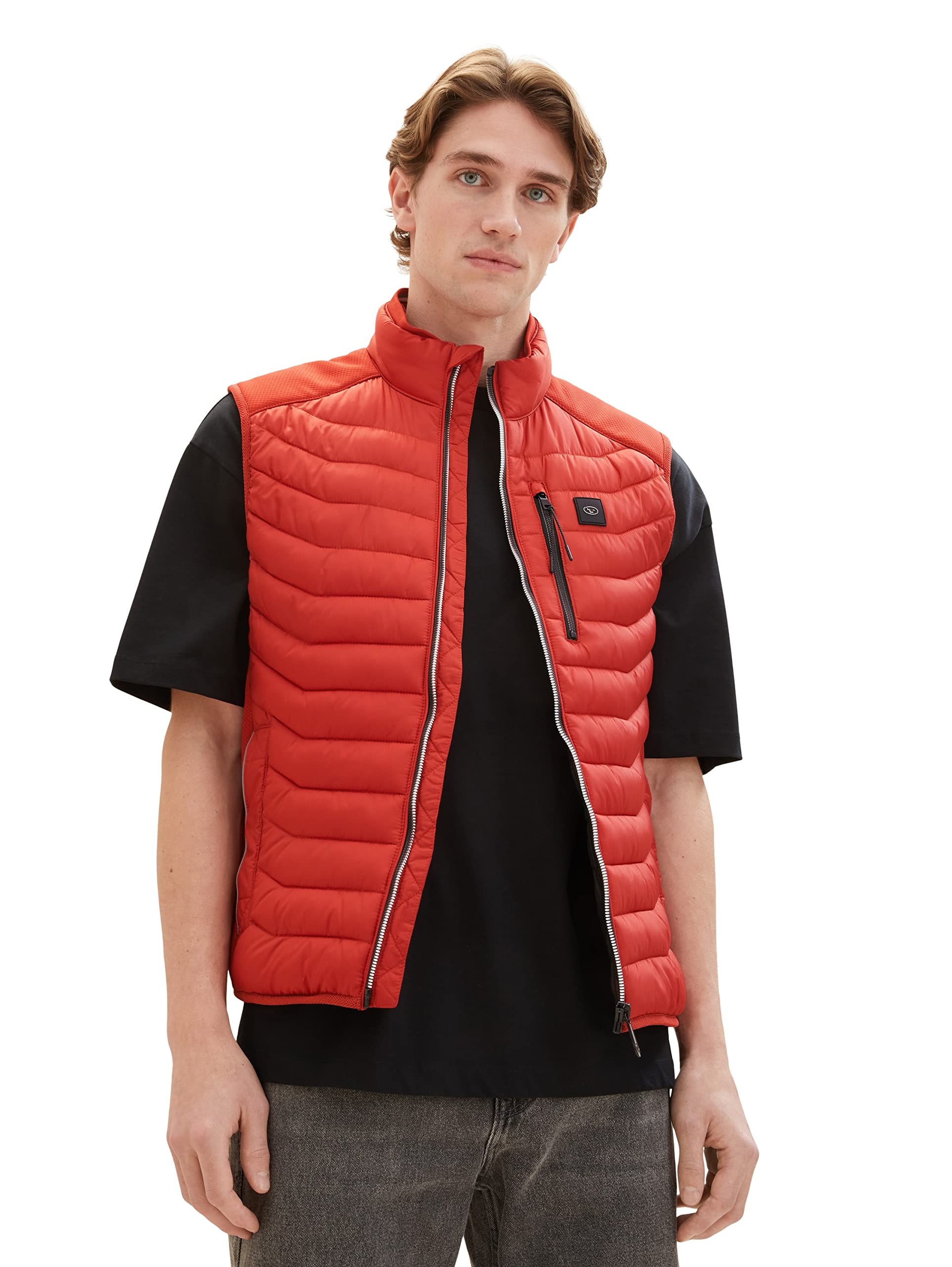 TOM TAILOR Chaleco Acolchado Híbrido con Cuello Alto Hombre