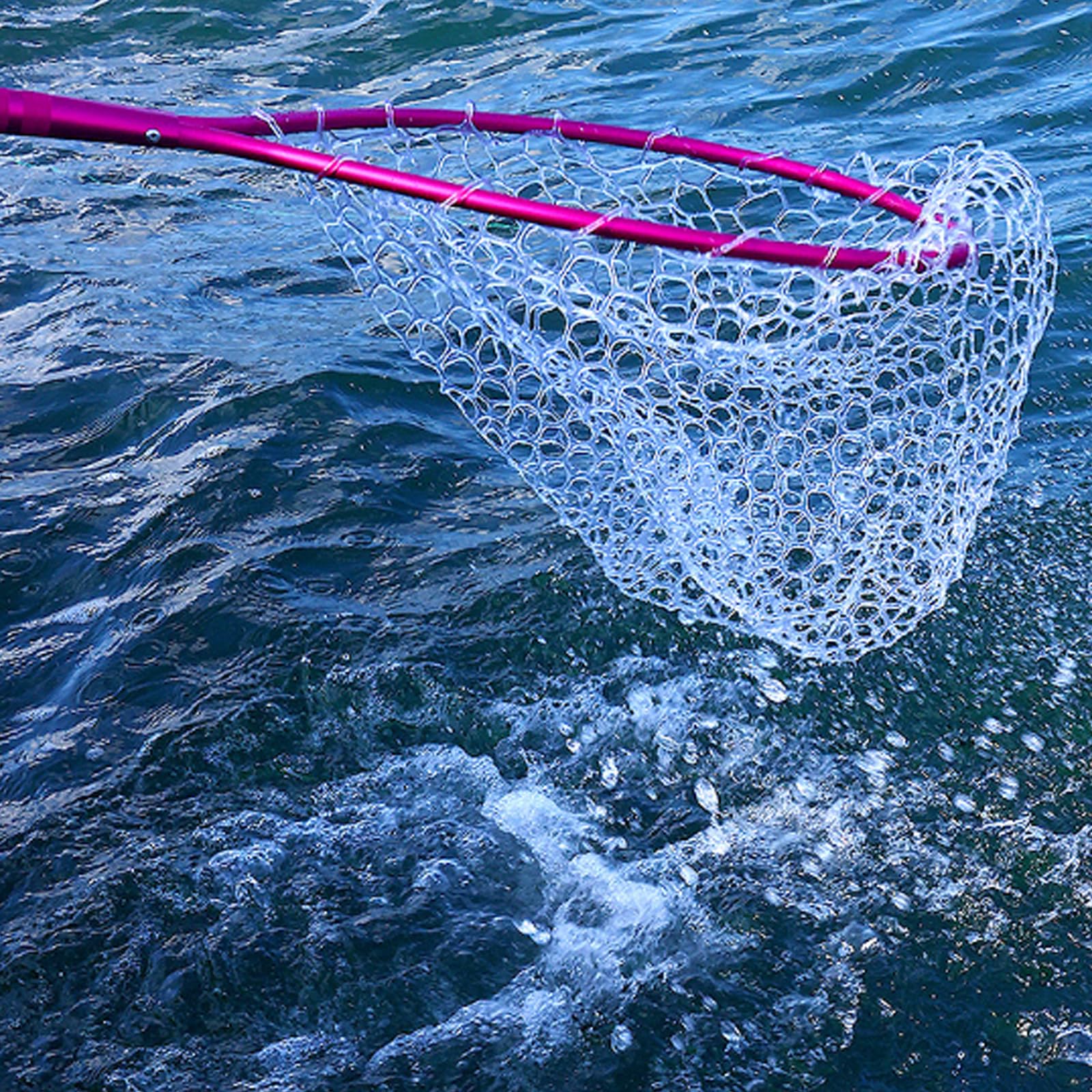 Retino compatto con struttura in metallo, rete in PVC resistente agli odori e impugnatura per pescatori di laghetti, retino da pesca
