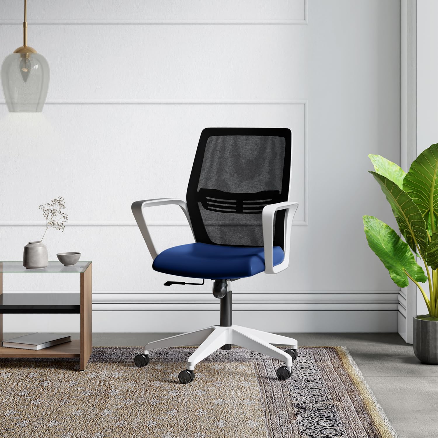 GODREJ INTERIO Vurv Chair Mesh Back Ergonomic Work from Home/Revolving Study Chair, 1 Year Warranty, Height Adjustable | Heavy Duty Polypropylene Base (Blue)-image-41