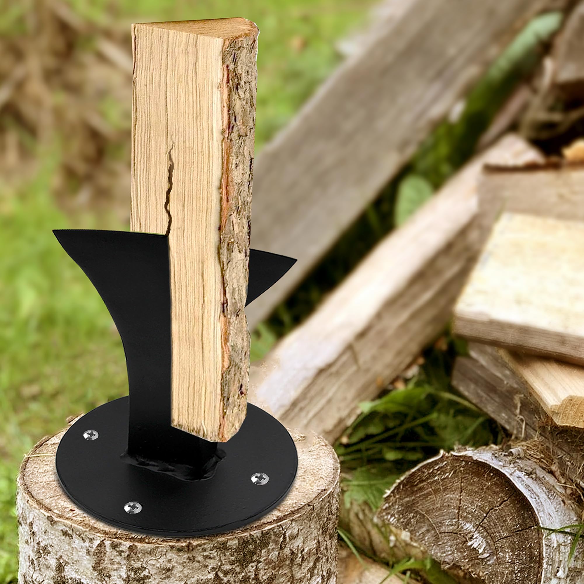 Cale de fendeur de bûches manuelle pour petit bois, cale à bois en acier, noir, avec 4 trous et vis d'installation