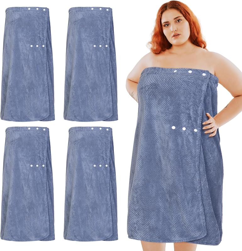 Tigeen Toalha-envoltório de banho azul XXL-4XL, pacote com 4