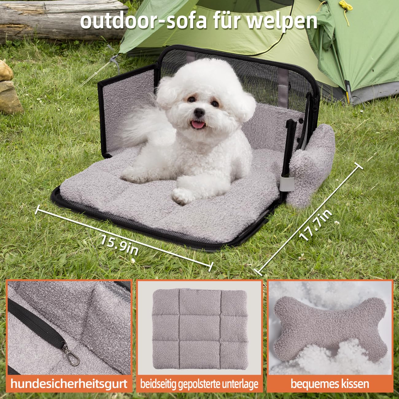 Pet Expansions Backloke per cani e gatti con apertura frontale a rete per finestre, portatile ed espandibile, borsa per il trasporto pieghevole (grigio)
