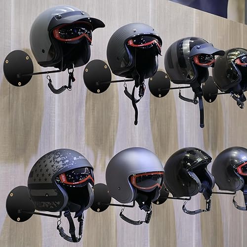 Miniatura 4 de Blulu Soporte para casco de motocicleta, 12 unidades, color negro, para montaje en pared, multifuncional, accesorios para casco de motocicleta,