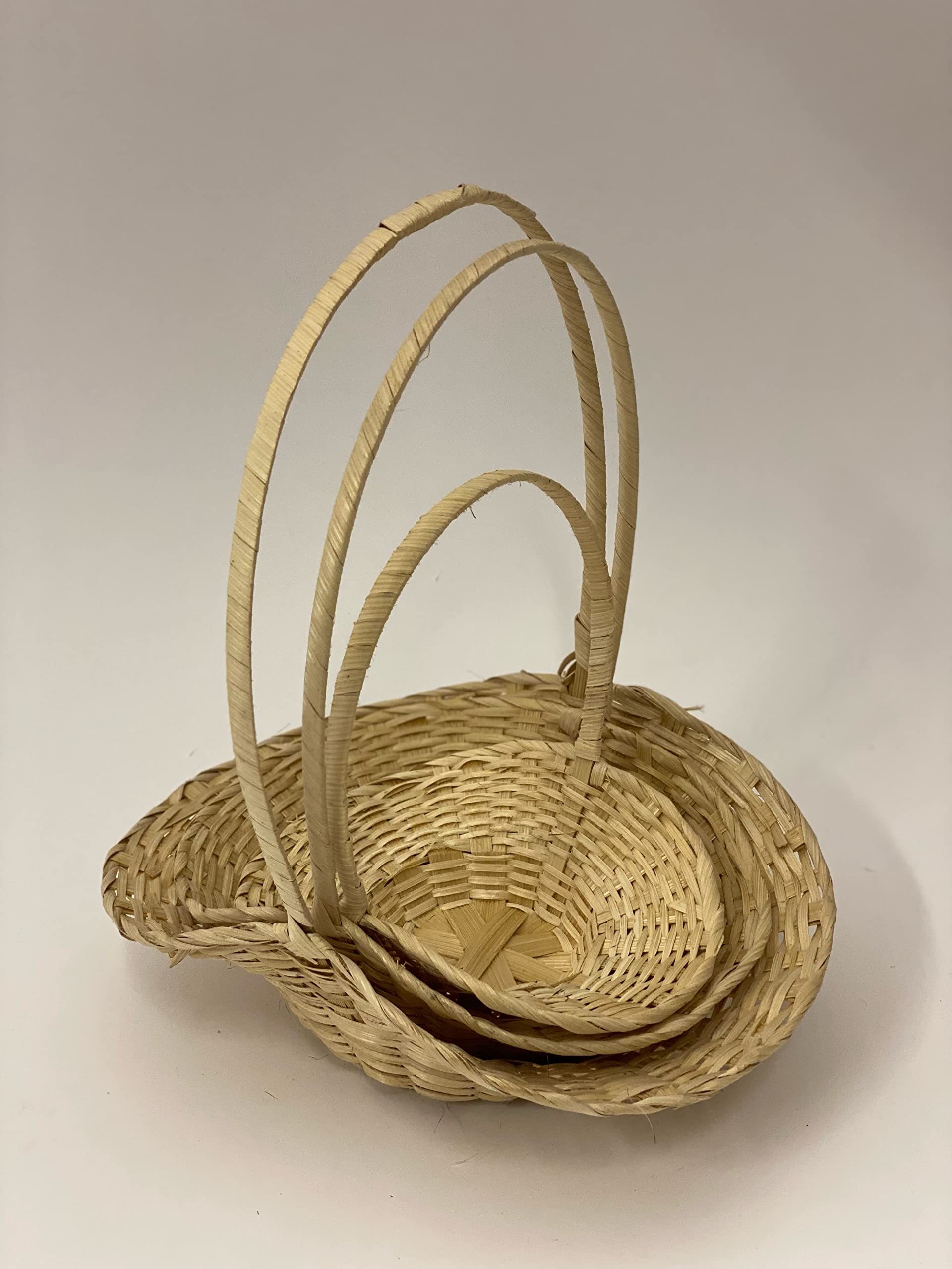 CalCastle Craft Bamboo Baskets with handle Gift Baskets, Woven Bread Roll Baskets, Food Serving Baskets, Natural Bamboo Material (6