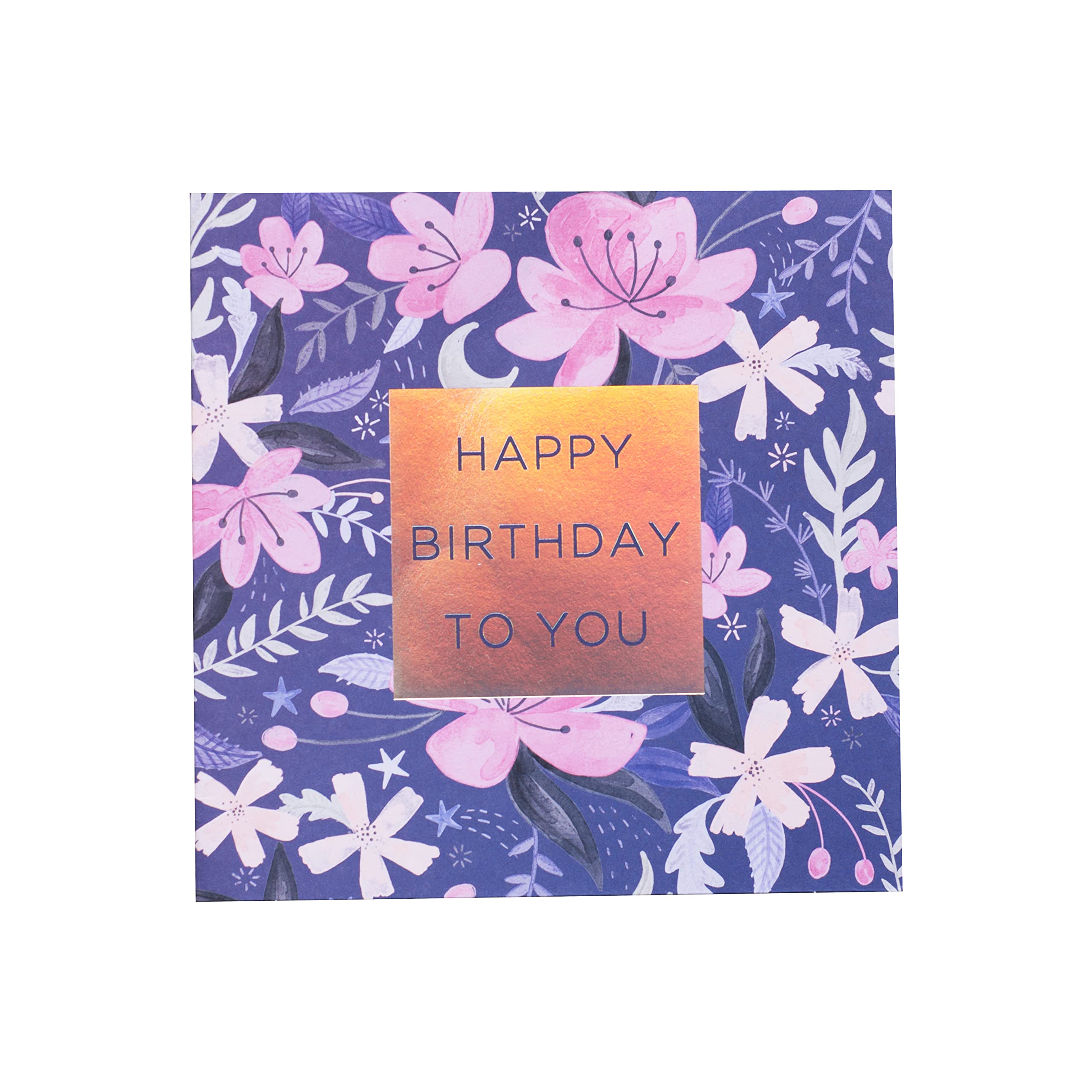 Design by Violet Partisan Products Violet Waterlily 'Birthday' Single Card,Multicolor,15.5 X 15.5 cm