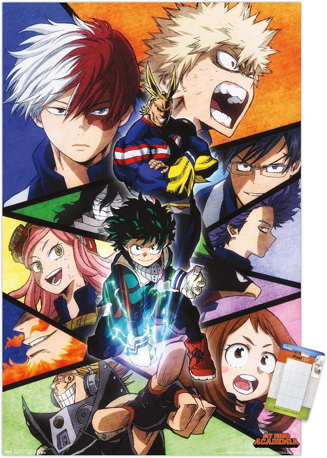 Trends International My Hero Academia-Faces Mount Wall Poster, 22.375" x 34", Poster & Mount Bundle