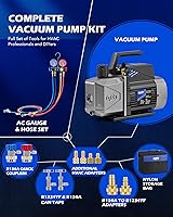 Vista 5 de Orion Motor Tech A2L Bomba de vacío y juego de medidores para aire acondicionado, bomba de vacío de 5 cfm de 2 etapas sin chispas a prueba