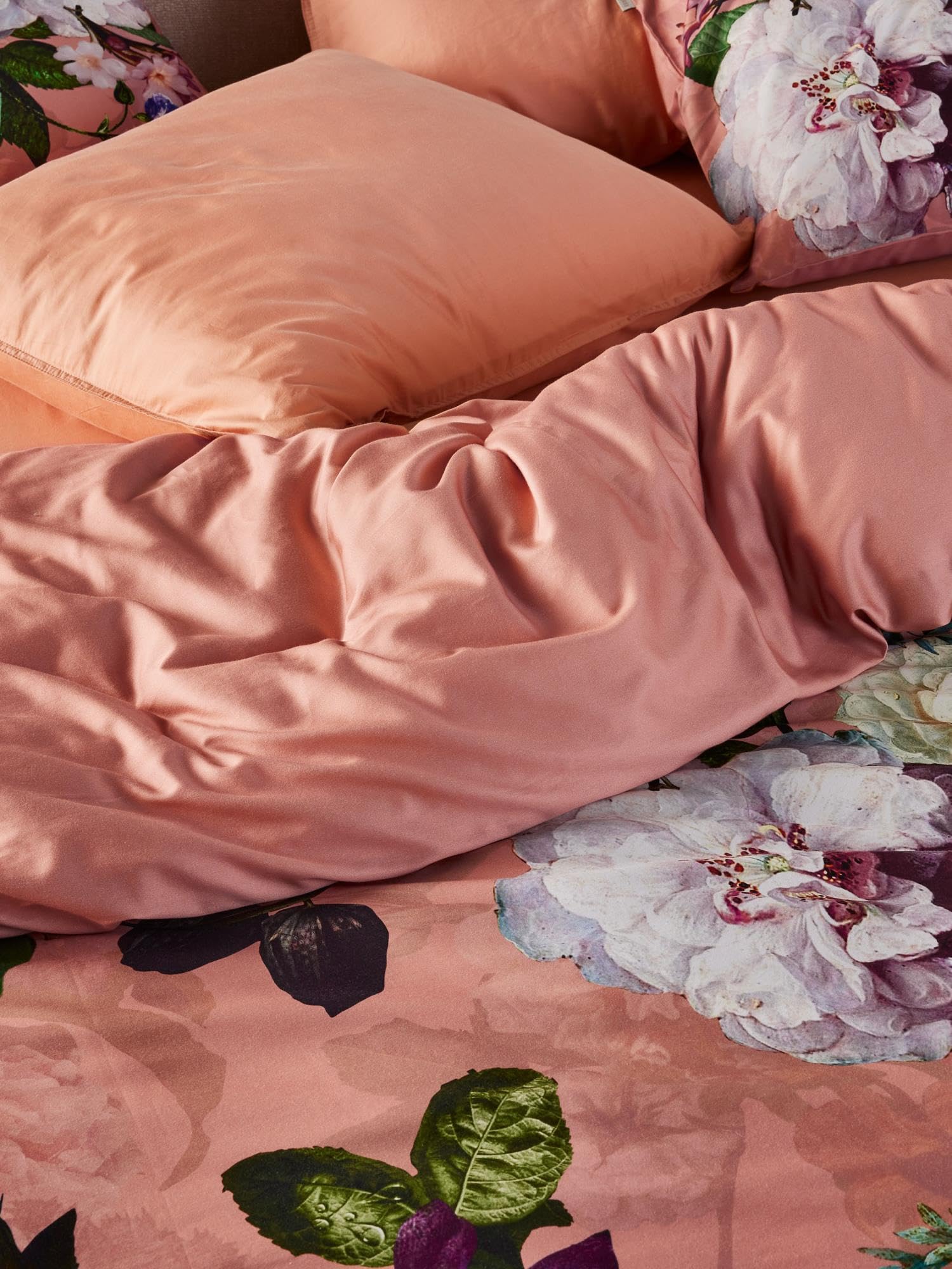 ESSENZA Bettwäsche Fleur Evening Rose, 200x200 cm + 2X 80x80 cm - 100% Baumwollsatin 220TC - Blumen