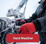 Premium Gants de travail lourd pour hommes, rouge & Enduit de latex noir, poignée texturée, tricot en poly-cote respirant pour entrepôt, jardinage, mécanique & Travail général (L)