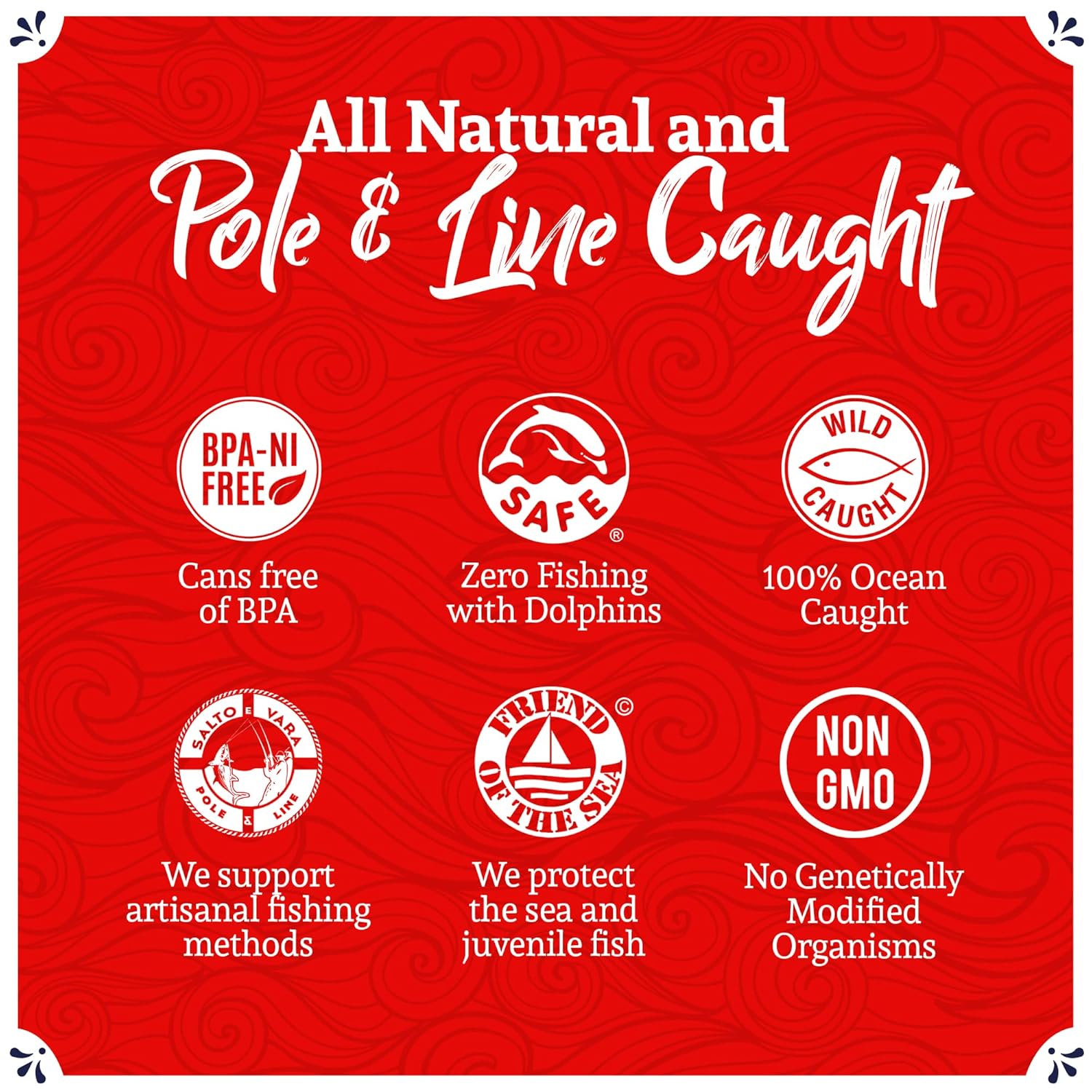 Santo Amaro - Artisanal Wild Tuna Fillets in Olive Oil & Red Bell Pepper, Pole & Line Caught Tuna from Portugal, Hand-Packed Sevilla-Style Canned Tuna Fish, 22g Protein, Keto, Low Mercury, Pack of 6