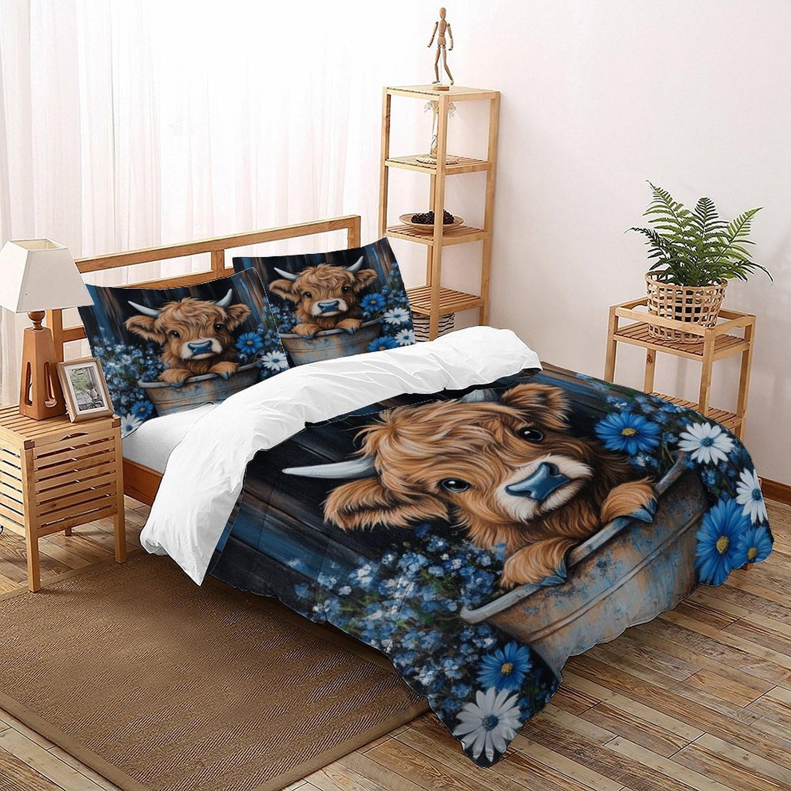 Parure de lit Bovins des Highlands en microfbre douce 200x200cm