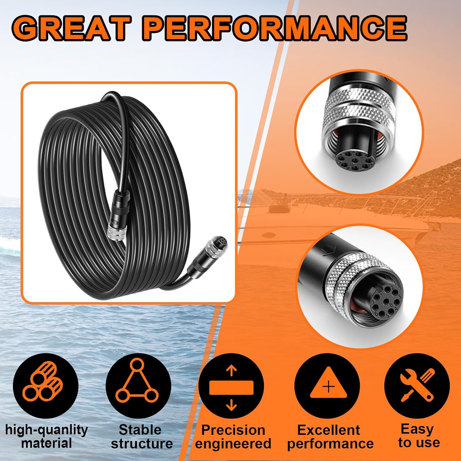 YMT Replacement for Humminbird 720073-3 AS EC 20E Ethernet Cable (AS EC 20E 20Feet)