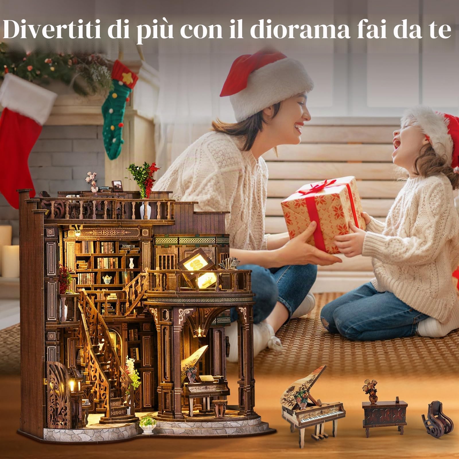 Kit Book Nook, Kit Fai da Te per Angolo Libri in Miniatura per Casa delle Bambole, Puzzle 3D in Legno per Libreria Decorativa per Adolescenti e Adulti