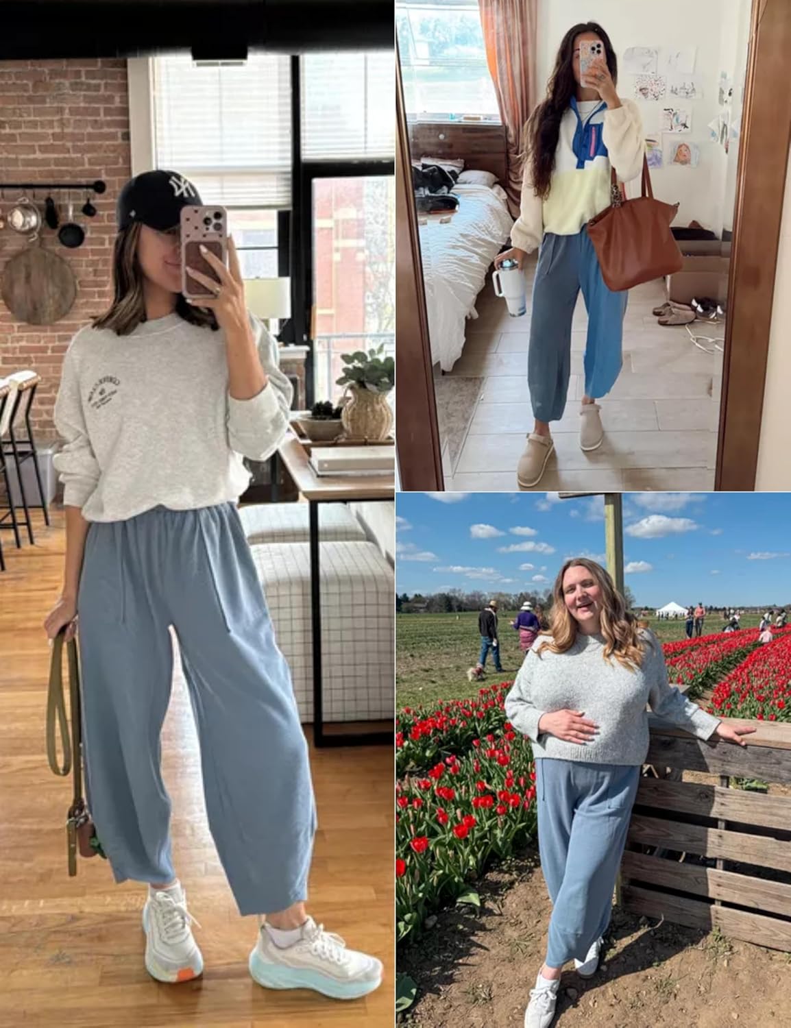 Xiaoxuemeng Womens Baggy Wide Leg Pants Casual Elastic Waisted Palazzo Harem Pants with Pockets - Image 2