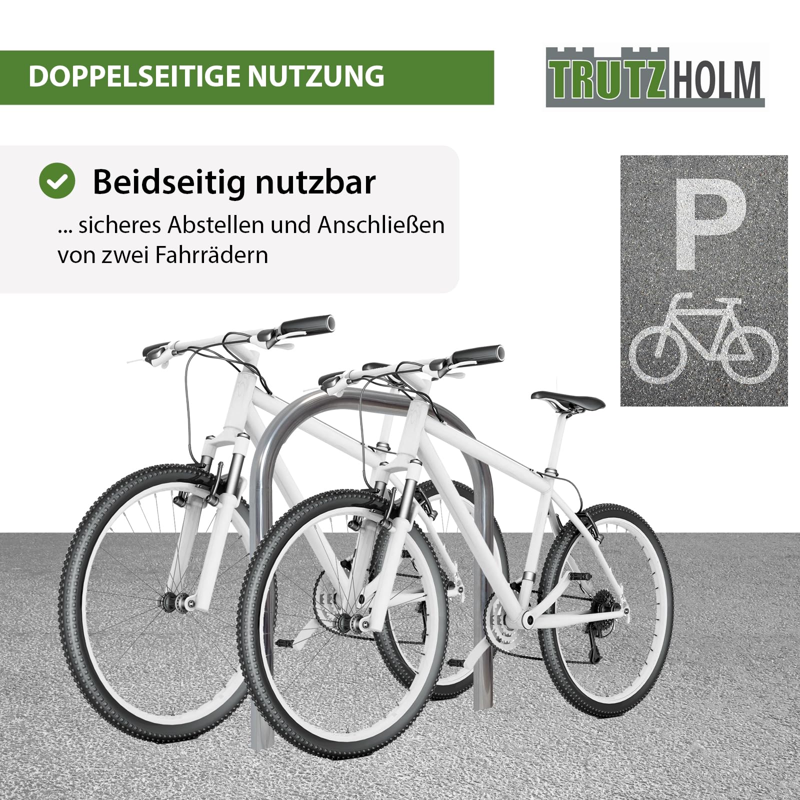 TRUTZHOLM Fahrradanlehnbügel aus Edelstahl 116x74 cm Ø 60 mm Anlehnbügel zum Einbetonieren Fahrradbügel Fahrradständer Parker Diebstahlsicherung Fahrrad Anlehner 2 Stellplätze