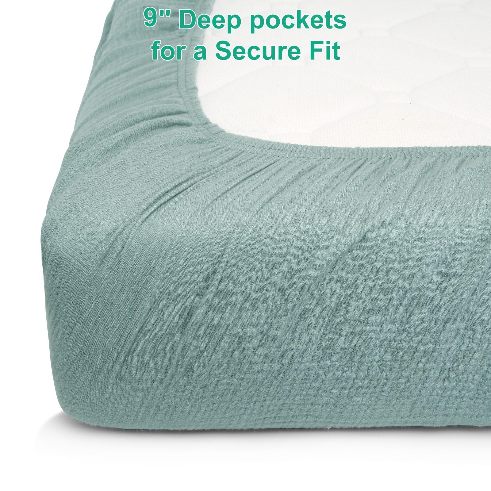 Paquete de 2 sábanas de muselina para cuna de 28 x 52 pulgadas para niñas y niños, sábana bajera ajustable de muselina de algodón suave y acogedora, ropa de cama bohemia de algodón