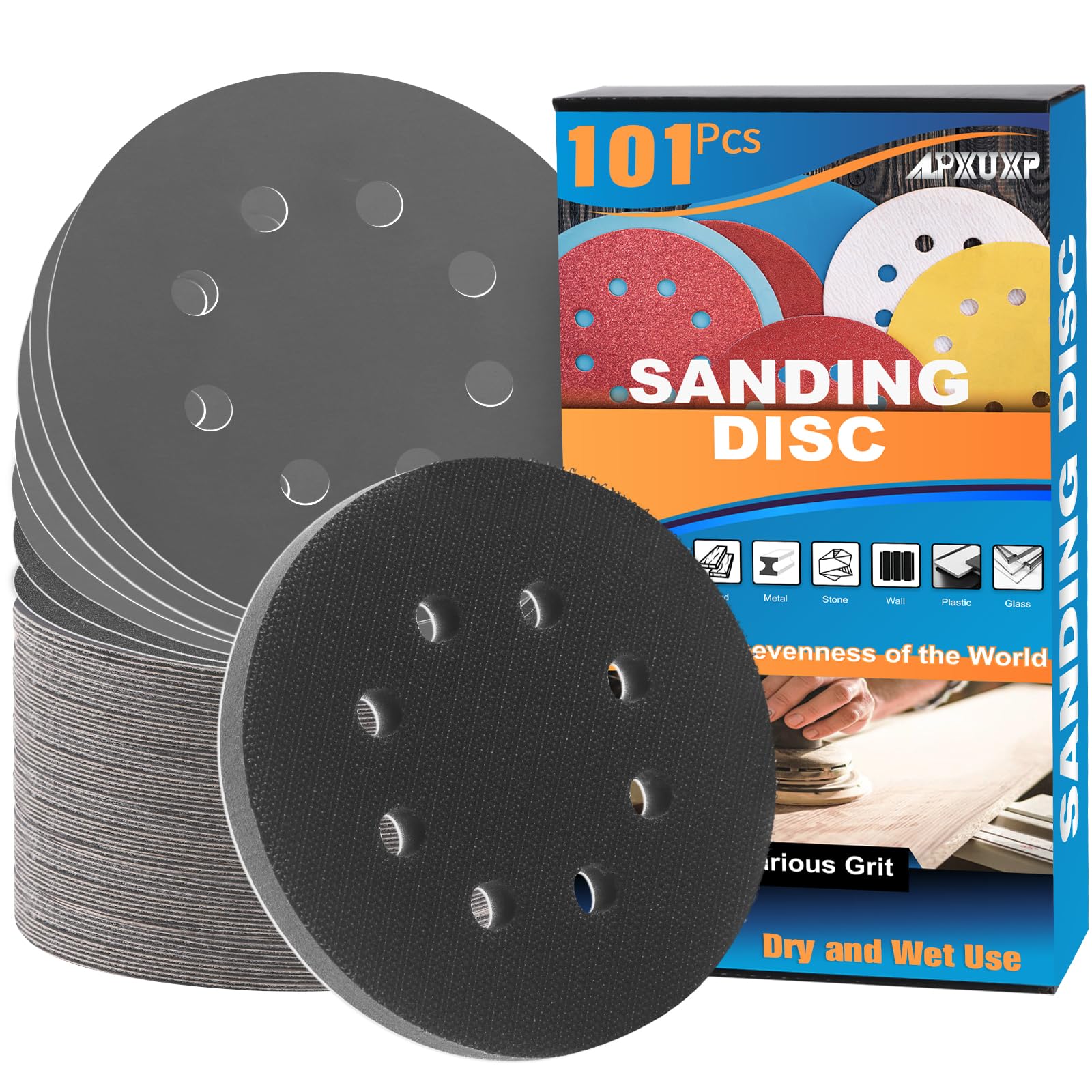 HILDA 25-Pack 5 Inch Sanding Discs - Assorted Grit 240, 320, 400, 600, 800-683029