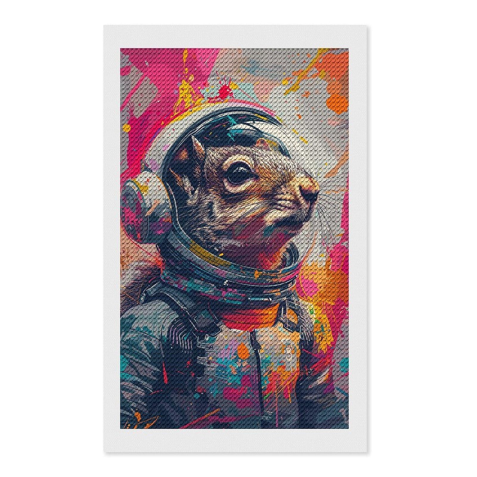 Junmoney Astronaut Space Squirrel Diamond Painting Canvas Set 12"x20", Mindful Craft Activity, Nice Detail and Sparkle, Farmhouse Decor, Birthday Gift