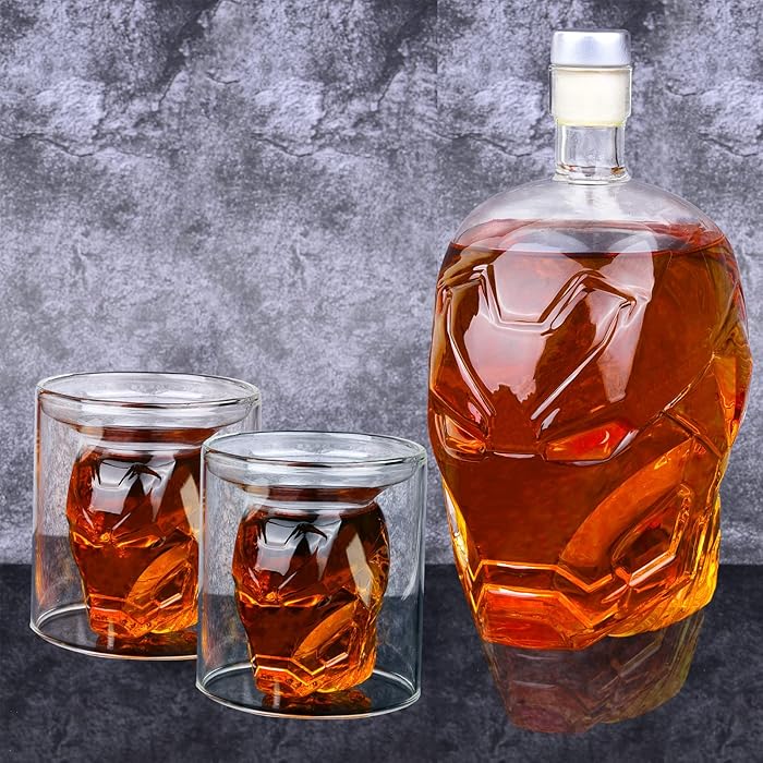 Buy Whiskey Decanter Set with 2 Glasses 700ml, Flask Carafe for Wine