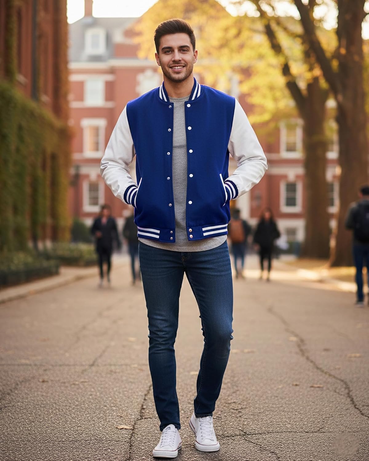 Varsity Jacket Men - High School Letterman Bomber Style Fleece Baseball Jackets For Mens