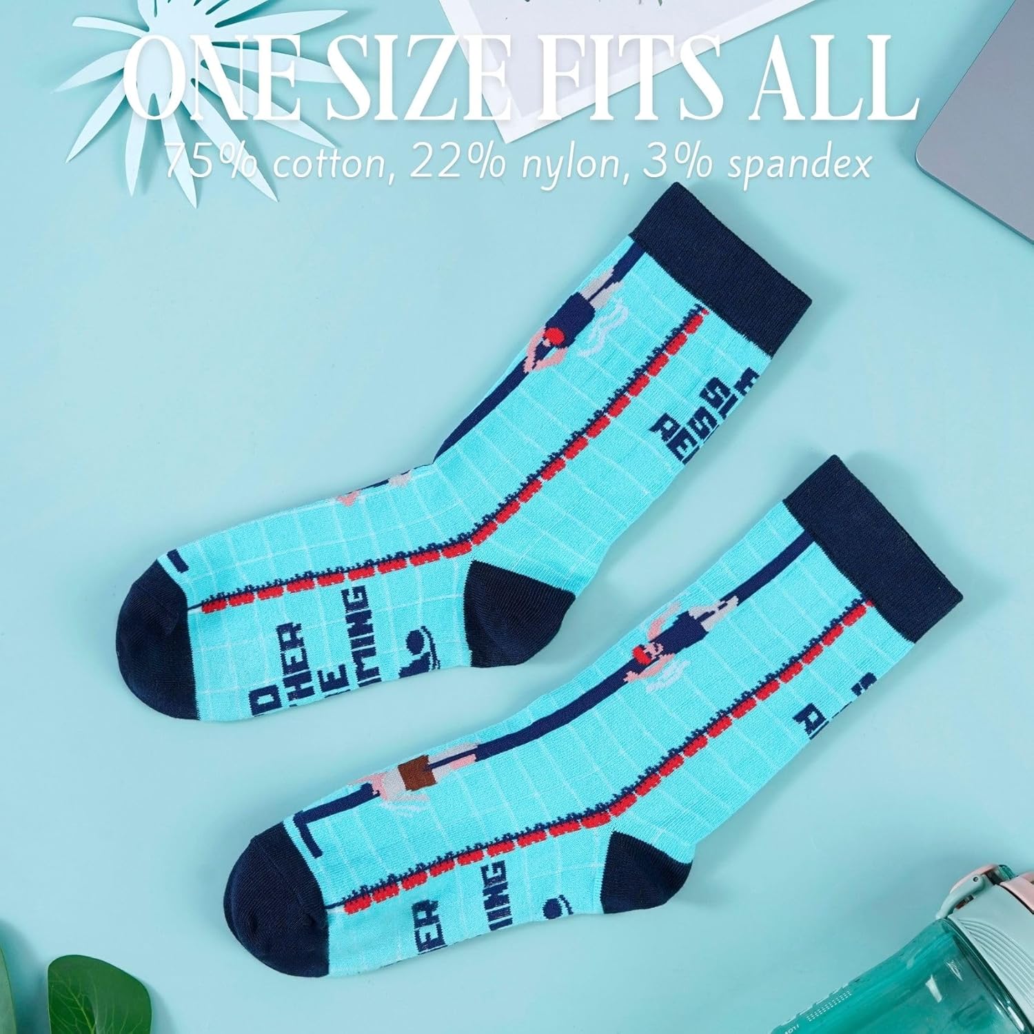 InnoBeta Swimming Gifts for Women, Men, Teen Girls, Teammate, Coach Socks, One Size Crew Socks for Swimming Lovers on Birthday - I'd Rather Be Swimming - Image 6