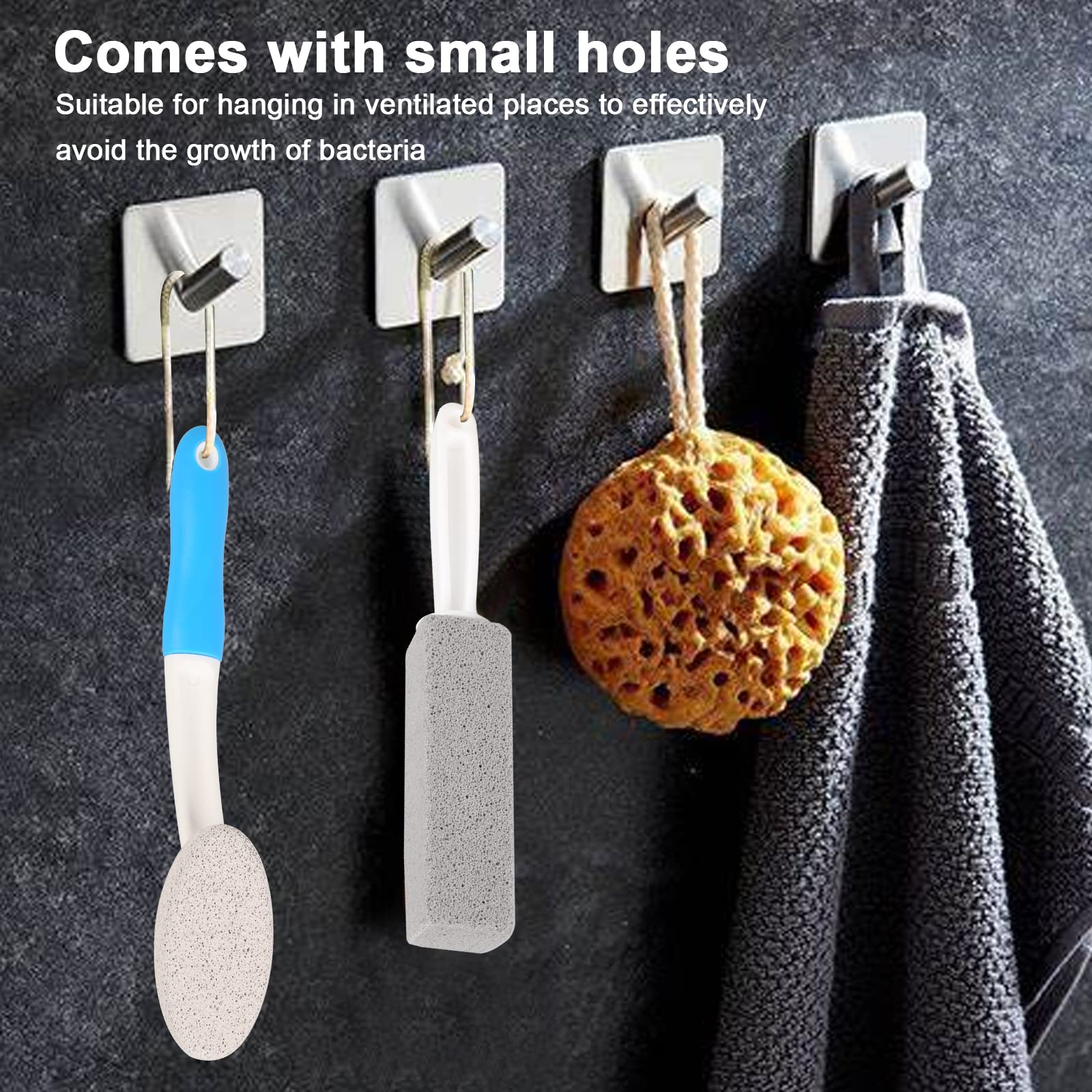 4 Piezas Piedra Pomez para Limpieza WC Limpieza de Piedra Pómez Natural con Mango Escobilla de Baño de Piedra Pómez con Mango Colgante, para Limpieza Baño/Inodor/Parrilla/Cuidado de Los Pies