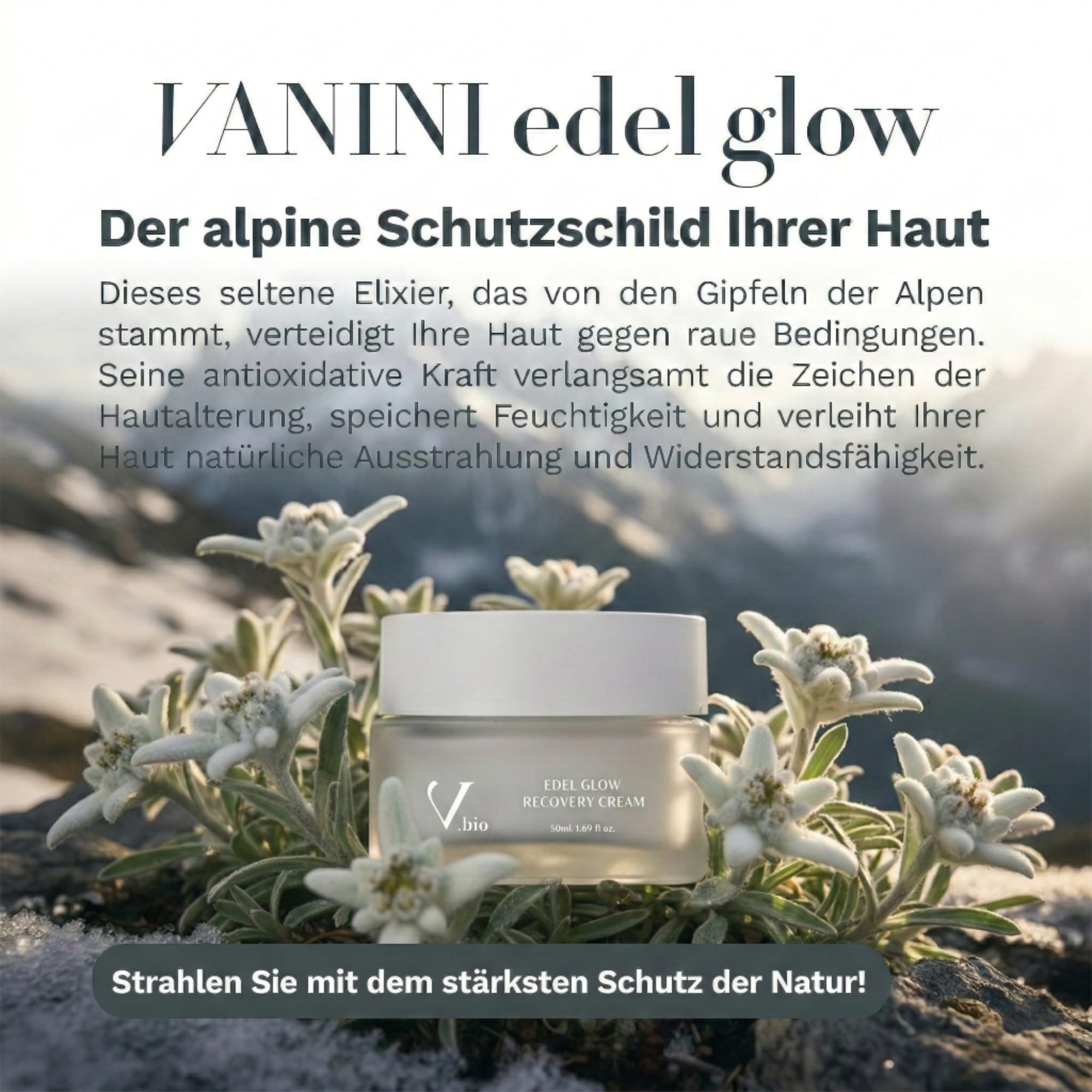 VANINI Crème Recovery Edel Glow – Soin anti-âge & éclaircissant à la Centella, K-Beauty, effet Glass Skin (Dermatest TRÈS BIEN & EVE VEGAN), renforce la barrière cutanée, non collant, 50 ml