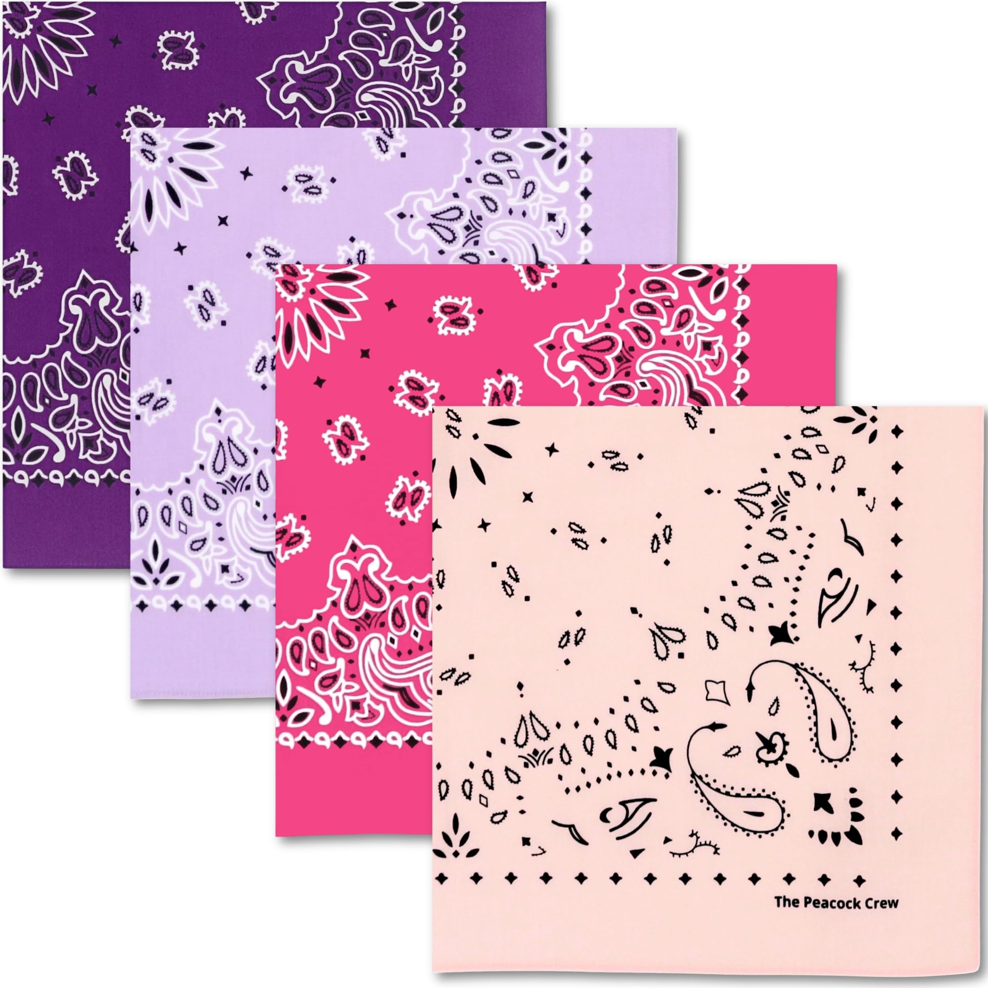 The Peacock Crew Premium Soft Cotton Bandanas Pack for Men and Women Paisley 22 x 22 inches