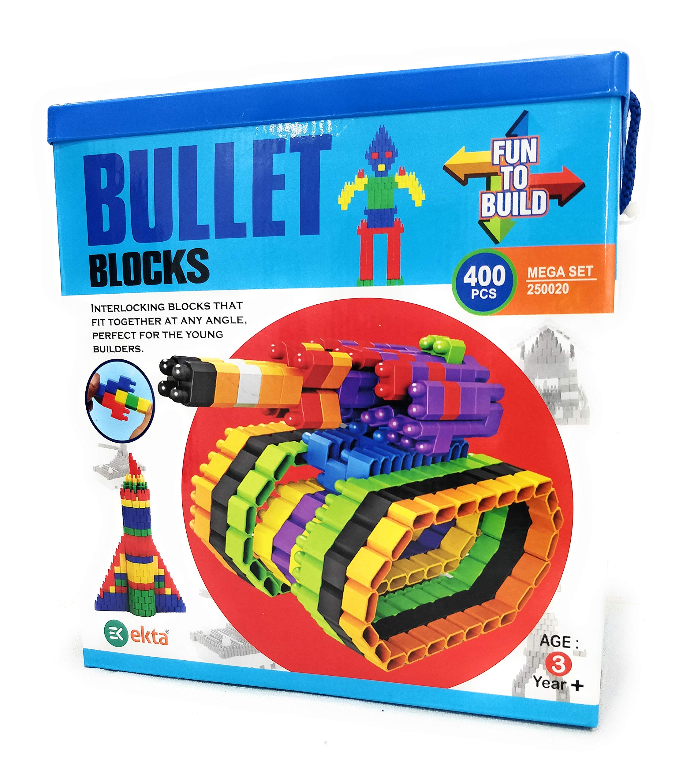 EKTA Bullet Block Game 400Pcs (Fun To Build) Interactive Block That Fits At Any Angle+Inspiration Booklet Inside-(Made In India),Multi (B08TVN3R24) Amazon Price History, Amazon Price Tracker