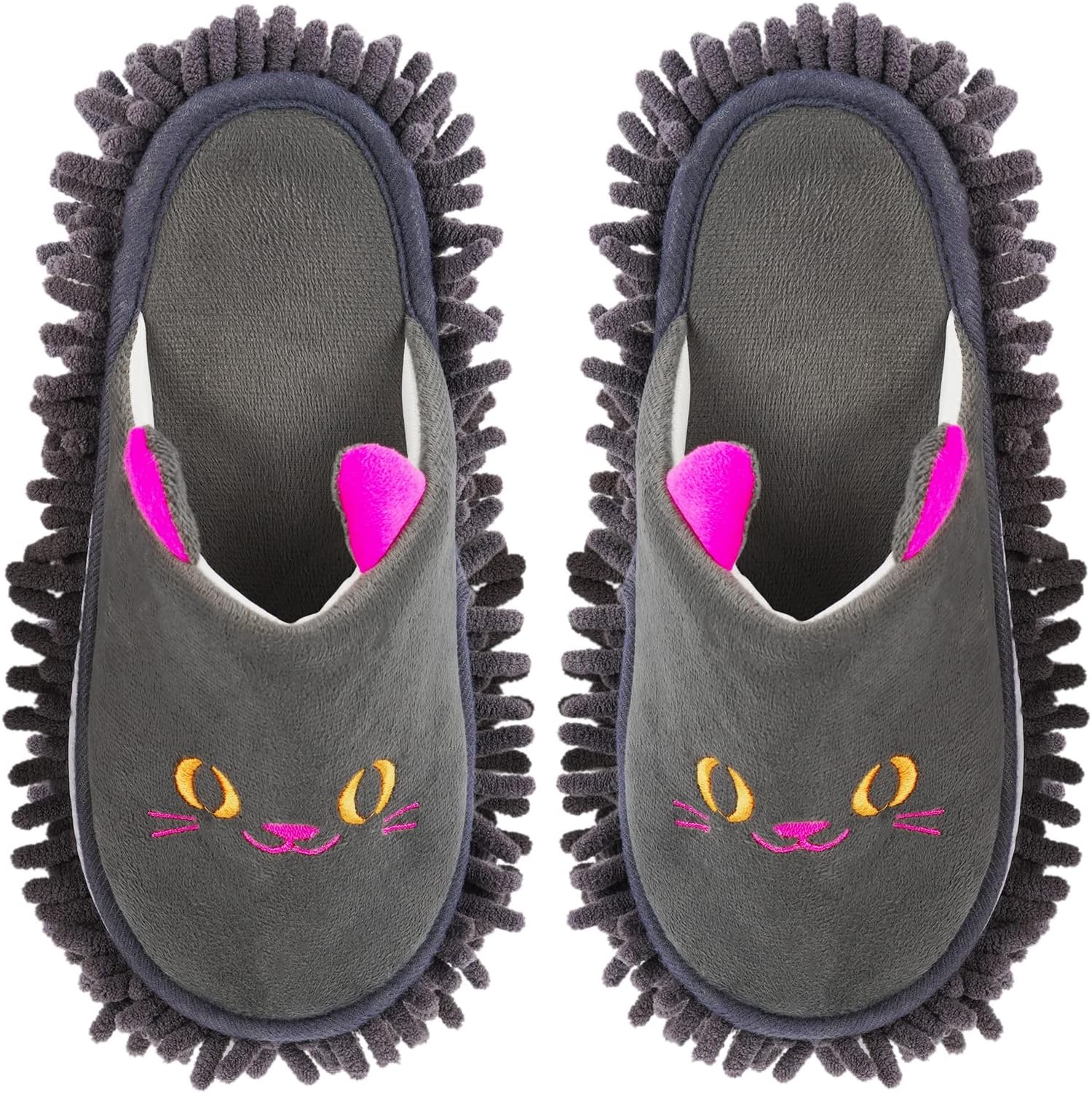 Warm Microfiber Slippers Floor Dust Dirt Hair Mop Slippers Shoes Anti-slip for Bedroom Home (Dark gray)