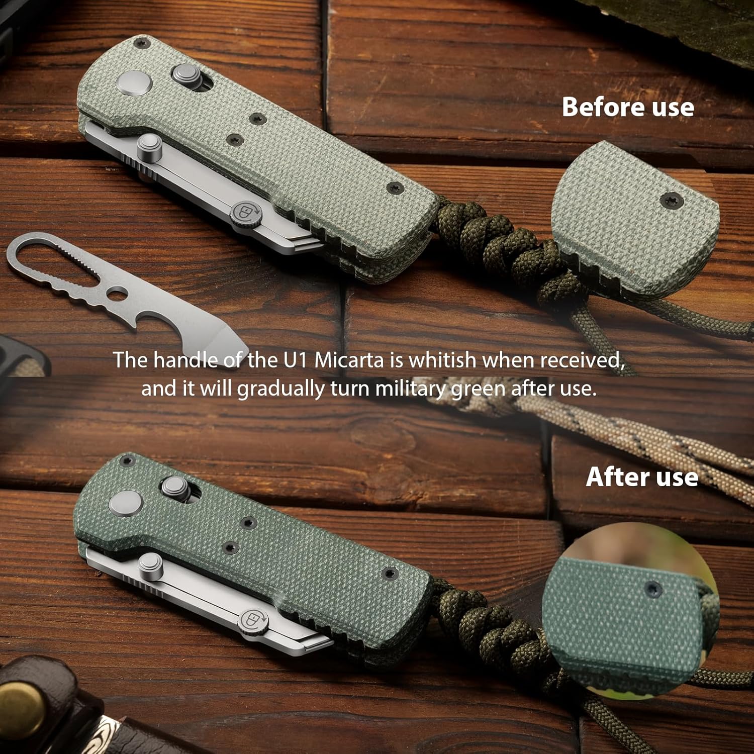 OKNIFE Otacle U1 Folding Utility Knife, Quick Change Box Cutter with Rail Lock, EDC Razor Knife with Pocket Clip for Office, Factory (Green Micarta)