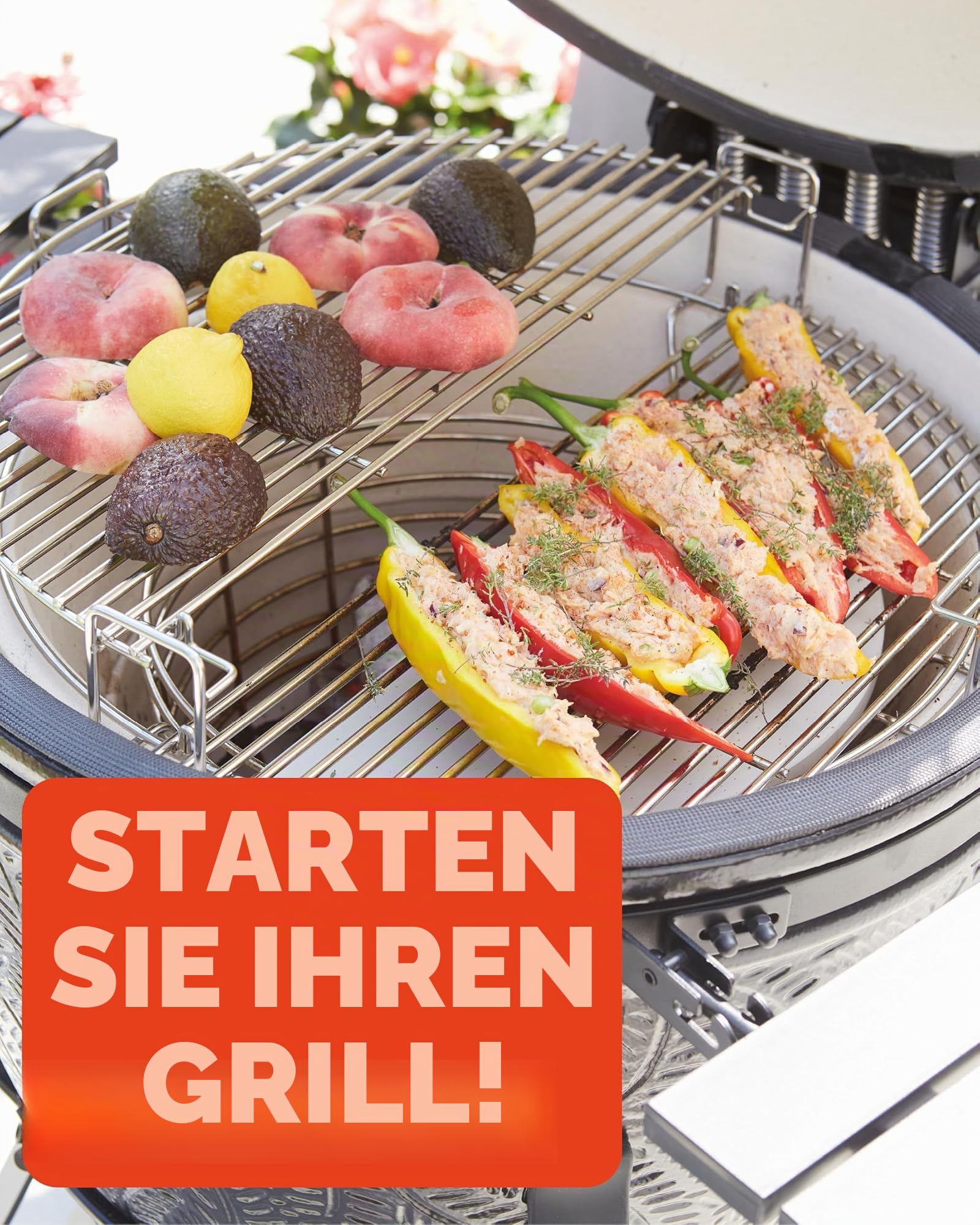 Barbecook Kamado-Grill Kamal 2.0, Grillen, Räuchern, Dämpfen und Braten, Groß, schwarz, 128x78x115,5 cm