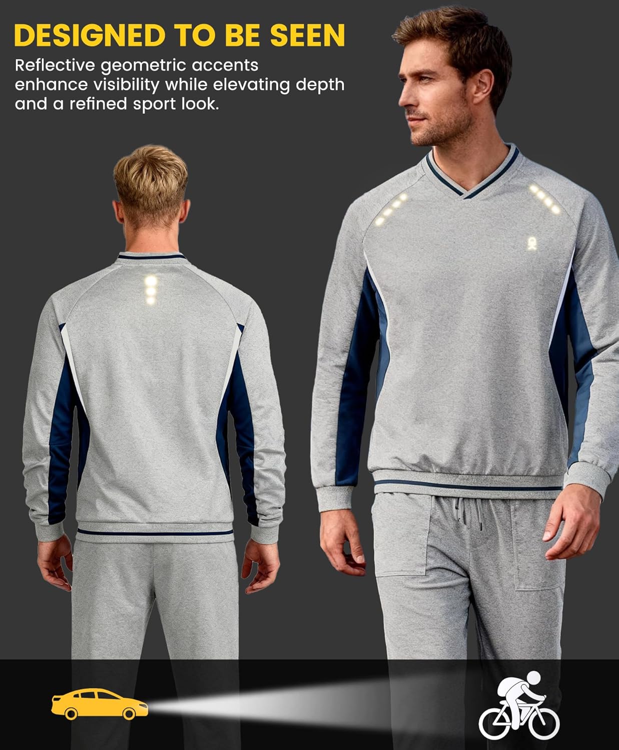 Little Donkey Andy Men's Sweatsuit V Neck Pullover Tracksuit 2 Piece Jogger Outfits Straight Leg Sweatpants Set Matching Suit