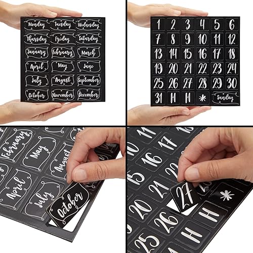 Miniatura 8 de Juvale Números magnéticos para calendario de pizarra blanca, color negro, 50 piezas, imanes de números de calendario y días y meses magnéticos para