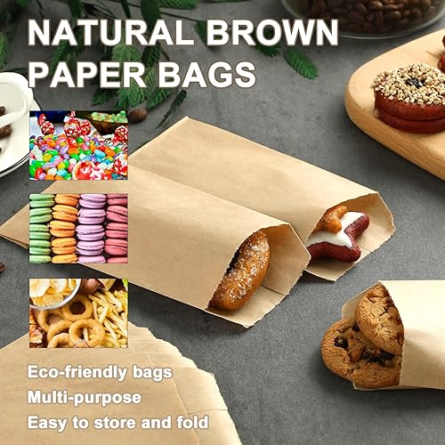 Miniatura 3 de Eersida 500 Pcs Kraft Paper Treat Bags Mini Paper Small Flat Favor Silverware Party Favor Envelopes Merchandise Bags for Snack Cookie Popcorn Candy