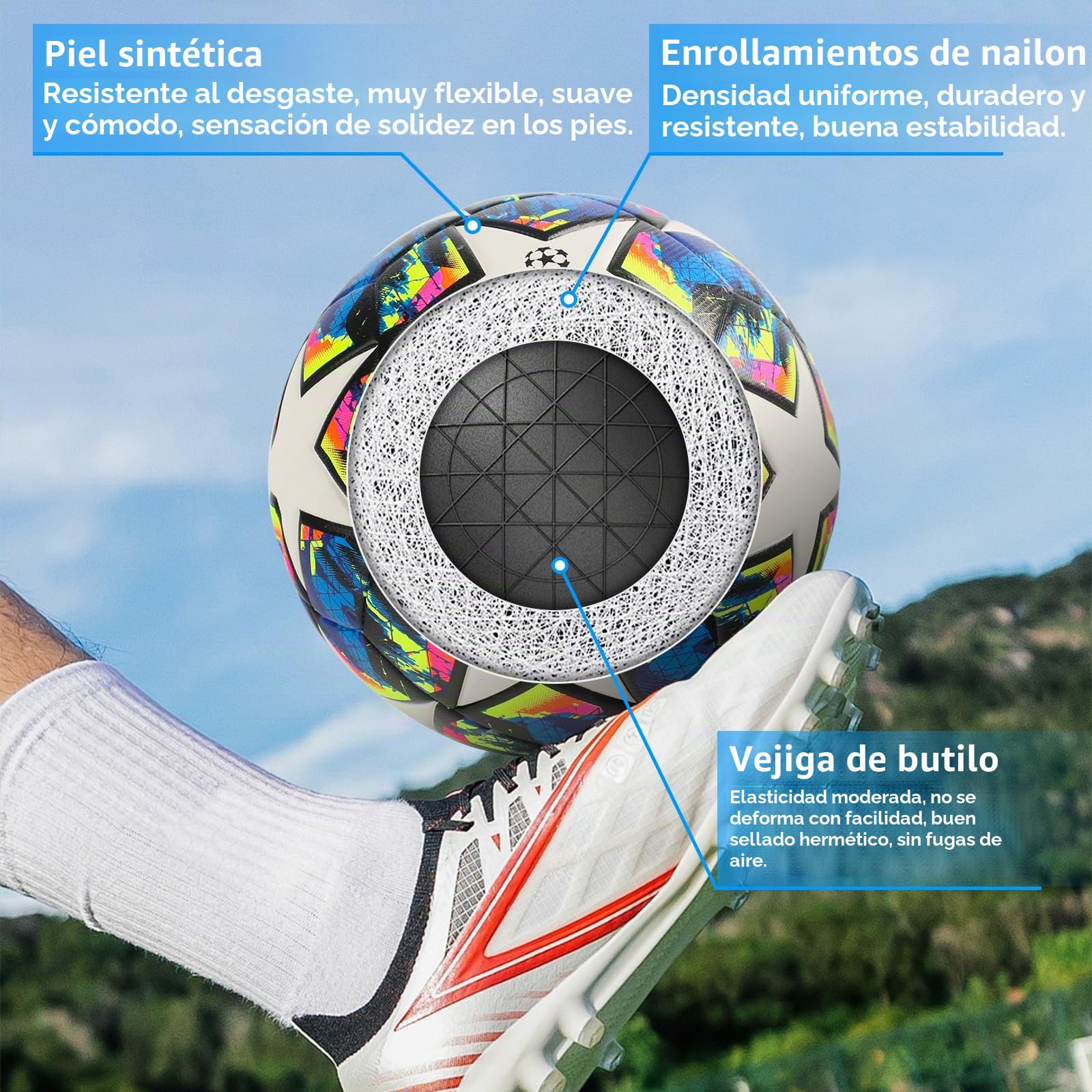 Balón de Fútbol Champions Tamaño 5 con Bomba, Agujas y Bolsa de Red