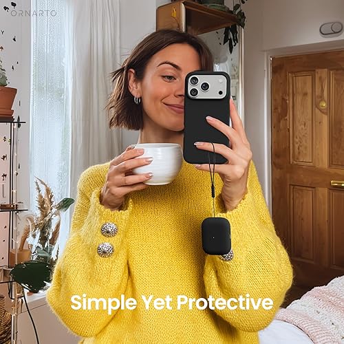 Miniatura 6 de ORNARTO Compatible with AirPods Pro 3 Case 2025, Full Protective Hybrid Silicone for AirPods Pro 3rd Generation Case, Front LED Visible Skin Negro