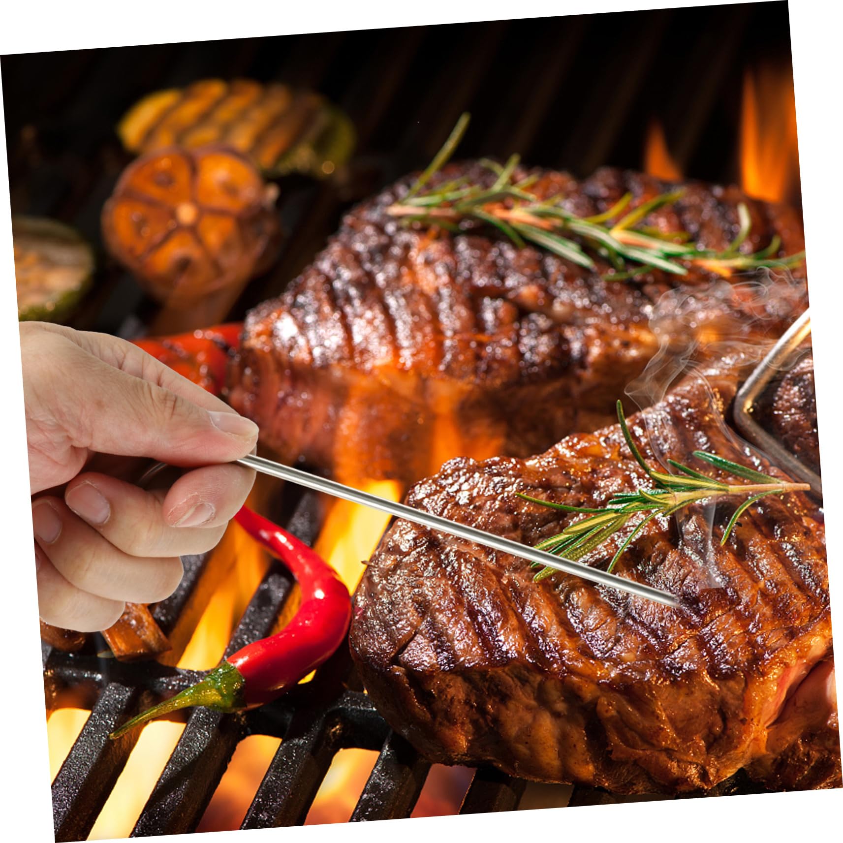 Ciieeo Termometro Wireless Barbecue con Display LED Retroilluminato Istantanea da Timer Allarme e Temperature Preimpostate per Carne Grigliata Portata Metri per Cucina Indoor e Outdoor
