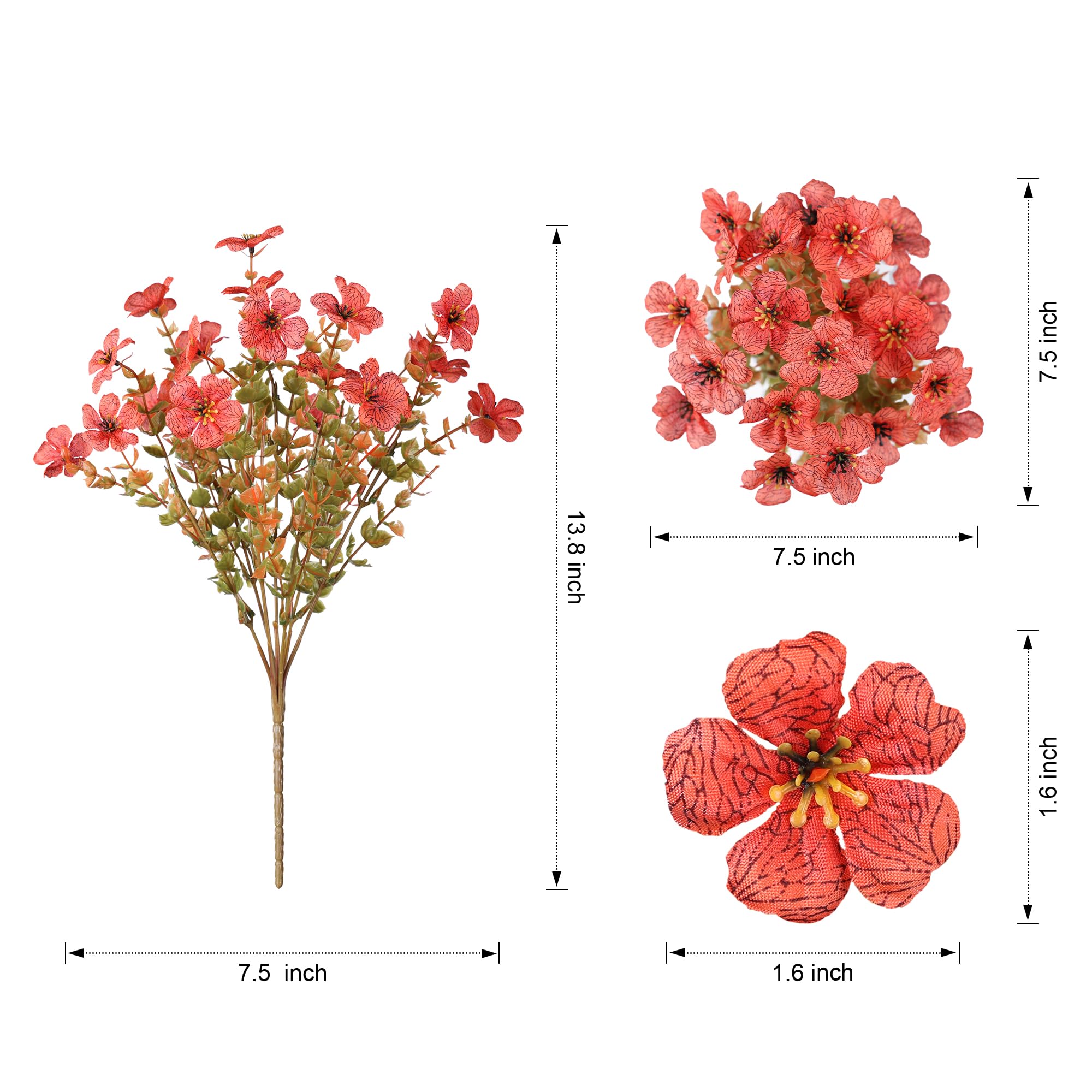 Yunlly Künstliche Herbstblumen – 2 Stück, Orange, UV-beständig, 60x40 Cm, Mit Erdspieß Für Garten & Terrasse