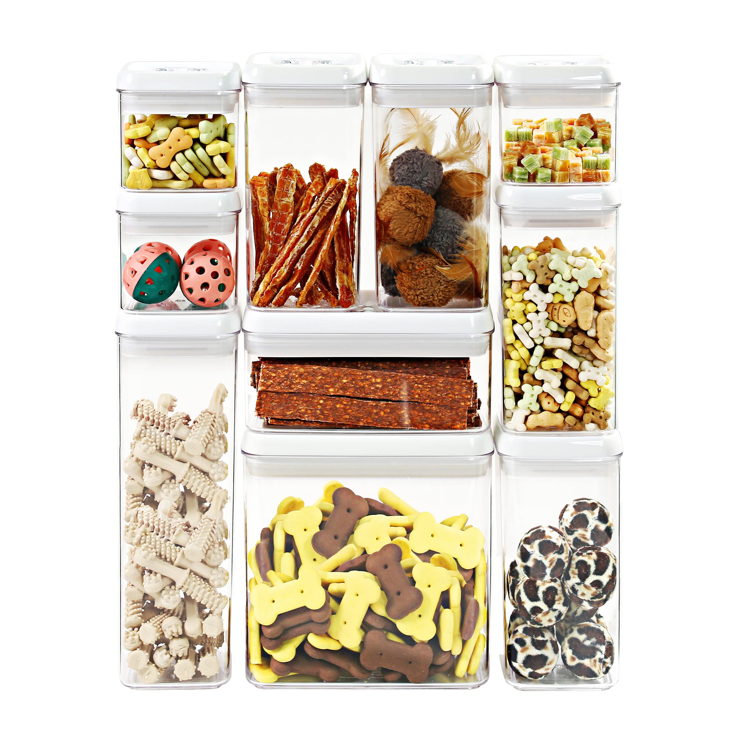 Felli Flip Tite Luftdichte Lebensmittelaufbewahrung Spaghetti-Behälter mit Deckeln, leicht versiegelter Mechanismus, stapelbarer Kühlschrank, Speisekammer, Küche, Organizer, Nudeln, 1.9 l, weiß)