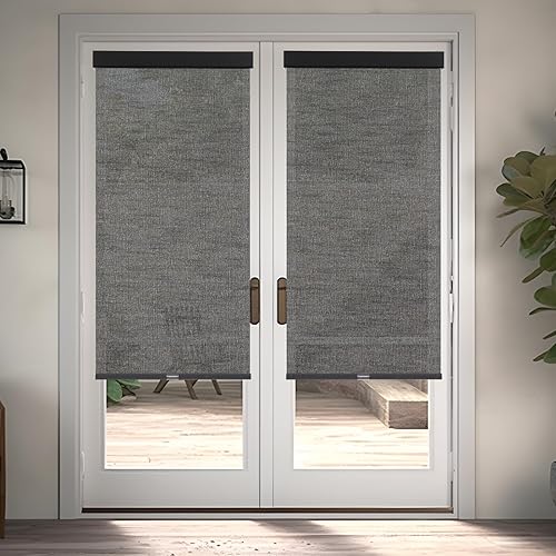 Miniatura 5 de Tonature Persianas enrollables con filtro de luz, sin cordón, para ventanas con tela jacquard, protección UV, con aislamiento térmico, fáciles de