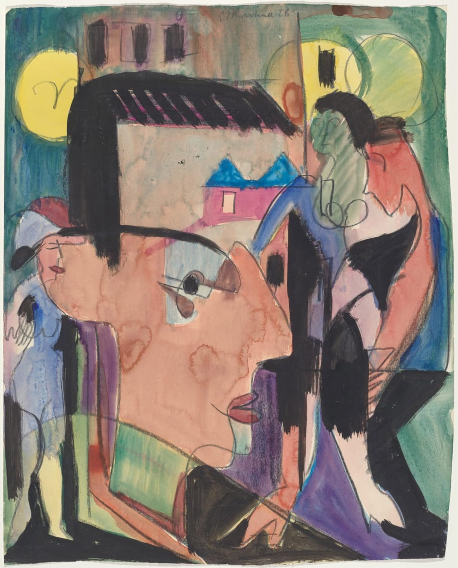 Serendipitp No Frame Abstract Painting Mural Print Picture Wall Decor Painting At The Easel By Ernst Ludwig Kirchner Vintage Wall Artwork For Home Decor 60X90cm