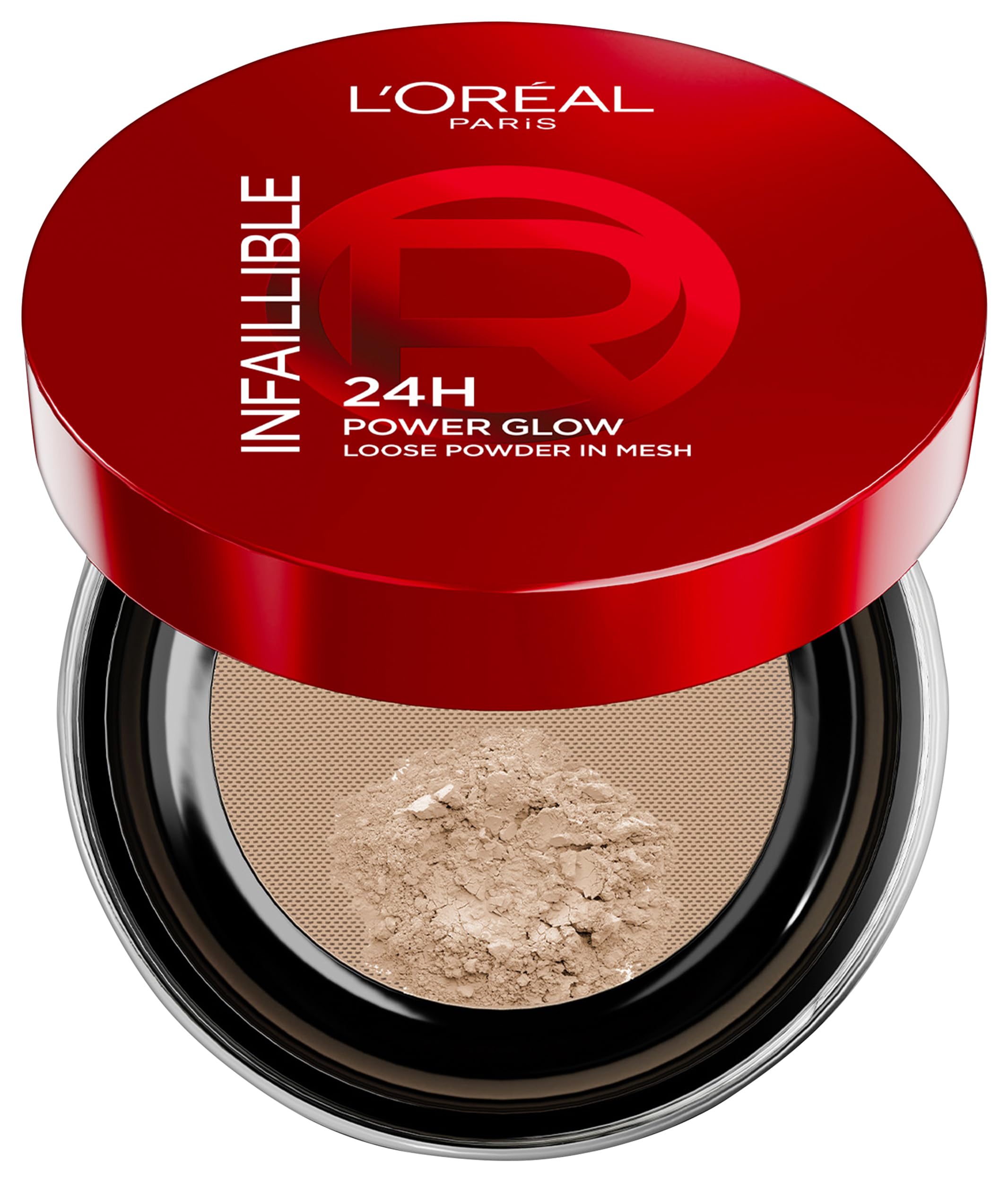 L'oreal Paris Medium L'oréal Paris Infaillible 24H Power Glow Loose Powder, Loser Puder Für 24H Halt & Glow, Ebenmäßiger Teint, Feuchtigkeitsspendend, Innovativer Mesh-Netz Für Präzise Anwendung, Shade 1X10g