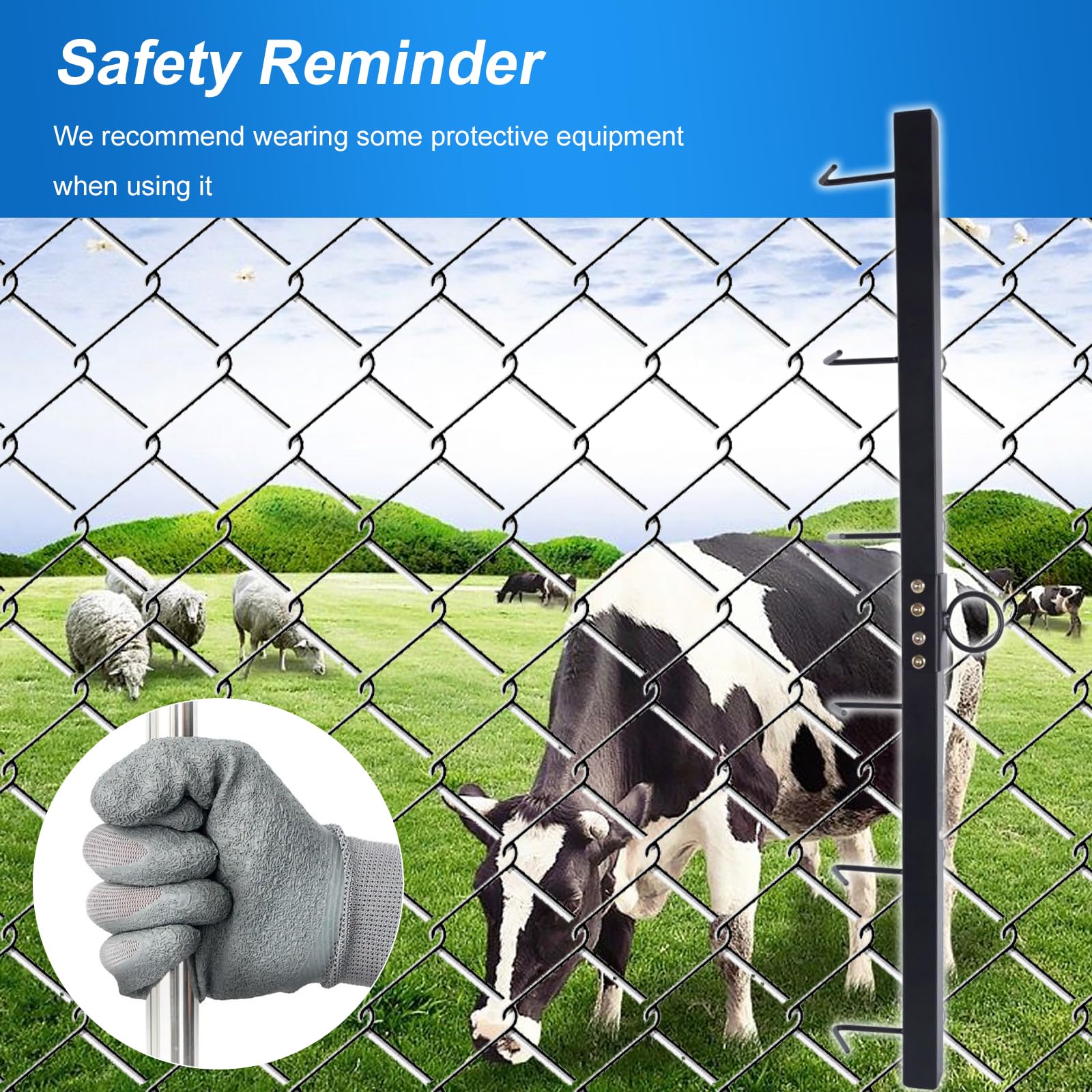 Chain Link Fence Tools 31.5 Inch Chain Link Fence Stretcher - 6 Hook  Professional Fence Tool With Reinforced Lining Chain Link Stretcher