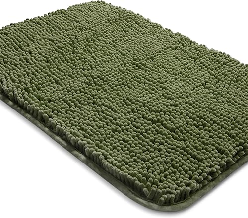 Miniatura 26 de Yeaban Alfombras de baño gris oscuro – Gruesas alfombras de baño de chenilla | Alfombras de baño absorbentes y lavables antideslizantes, alfombras
