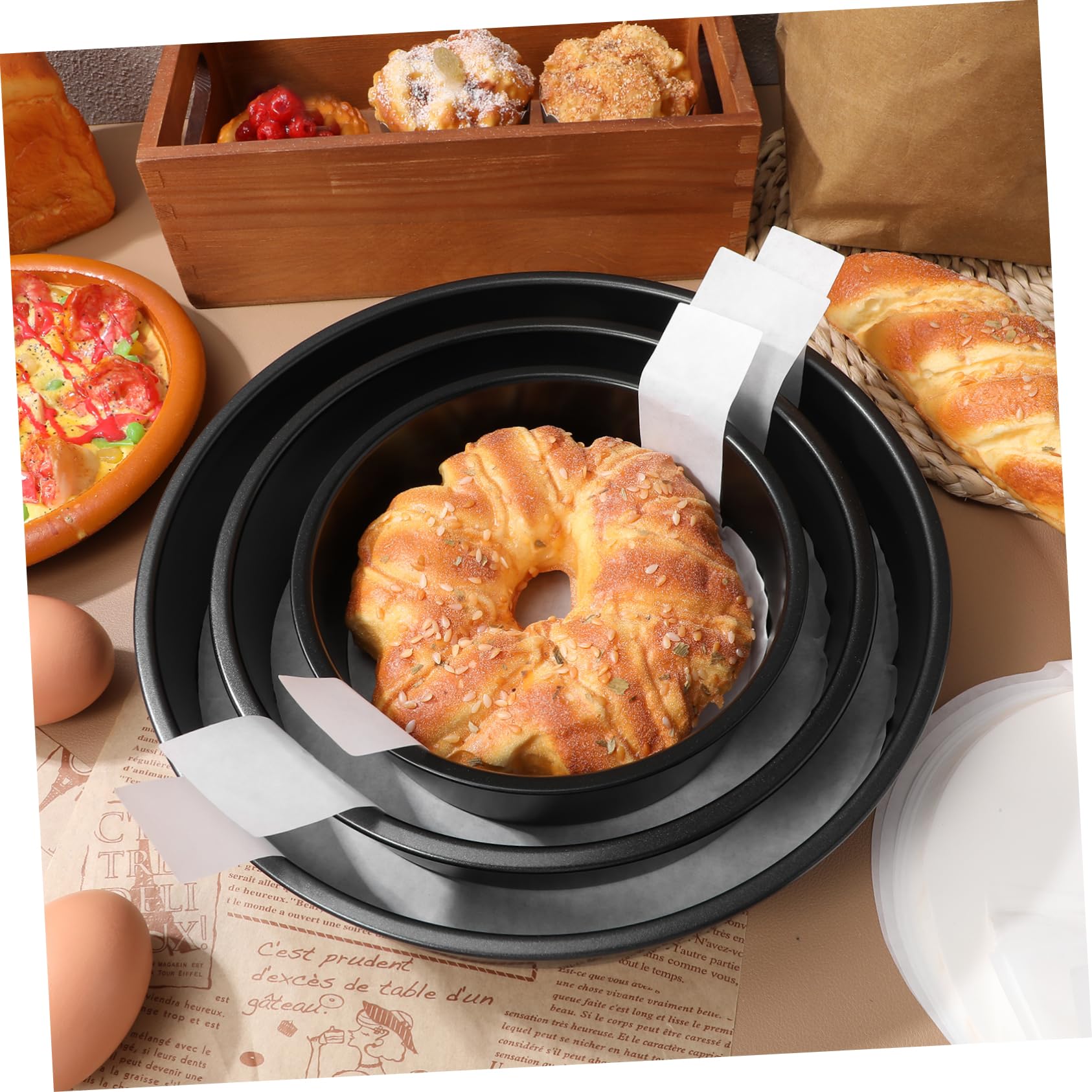 MAGICLULU Lot De 3 Moules À Gâteaux Antiadhésifs Ronds De 15 2 Cm 20 3 Cm Et 25 4 Cm Pour Pâtisseries À Étages